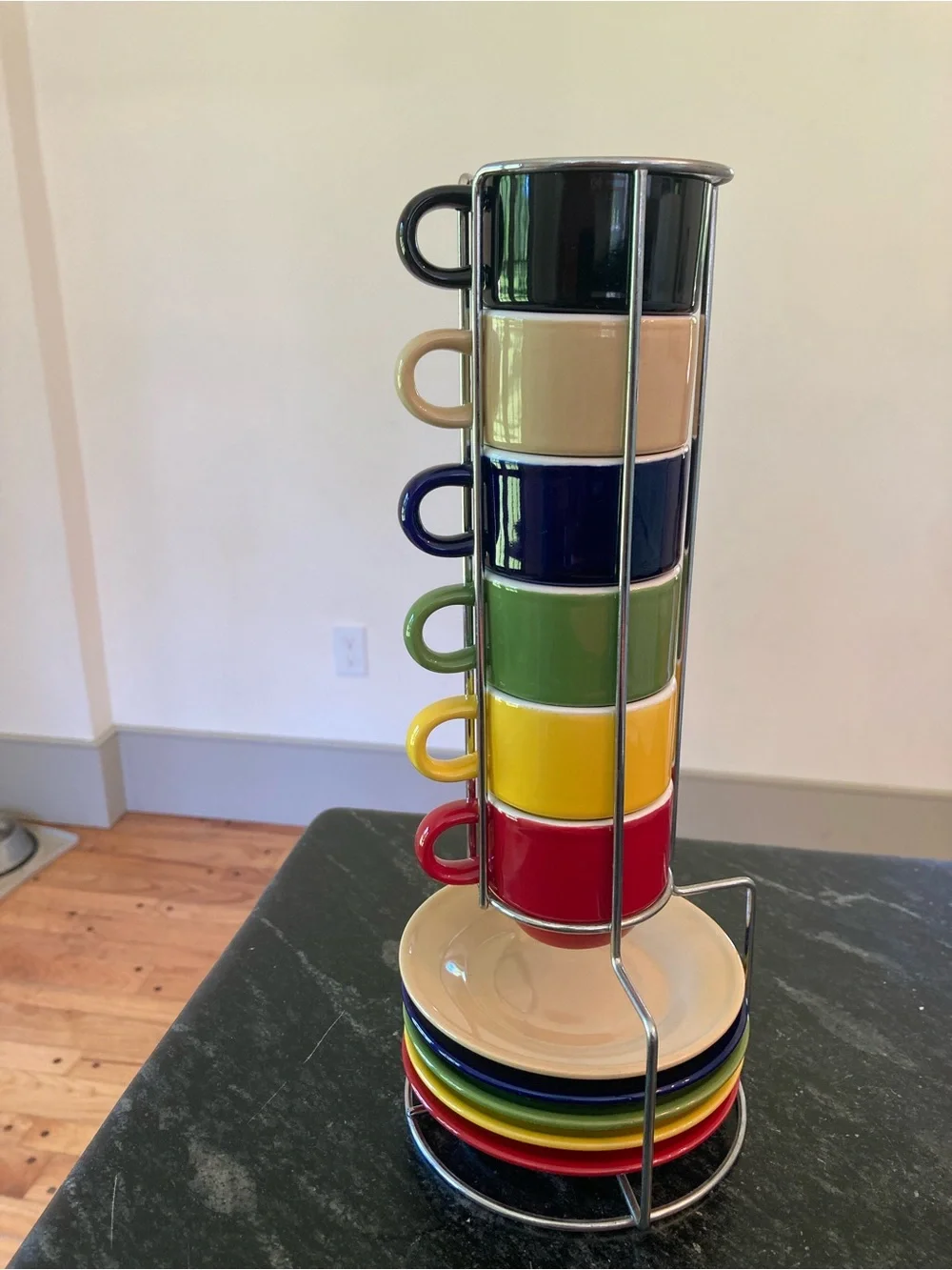 Gibson Sensations Stackable Espresso Cup Saucer Set Standing Organizer Missing 1